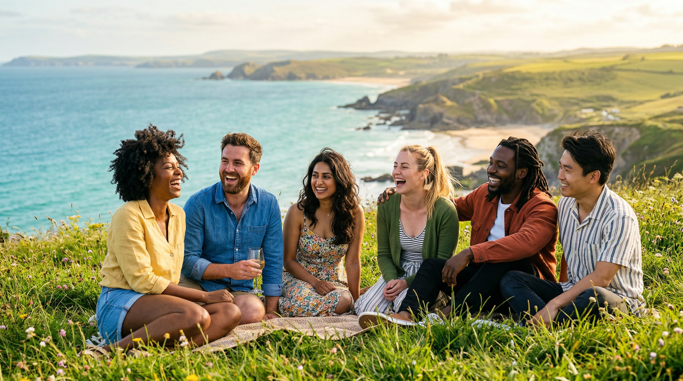 Happy couples enjoying a scenic mountain view at sunset — the retirement lifestyle you're planning for